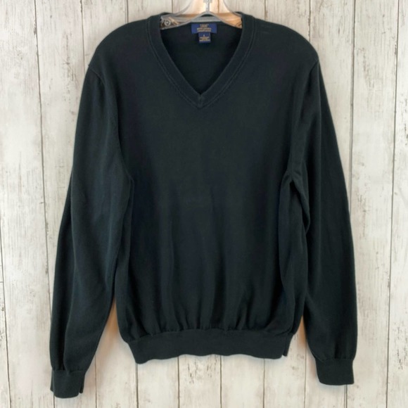 Brooks Brothers Other - Brooks Brothers Supima Cotton V-Neck Black Pullover Knit Sweater Size Large